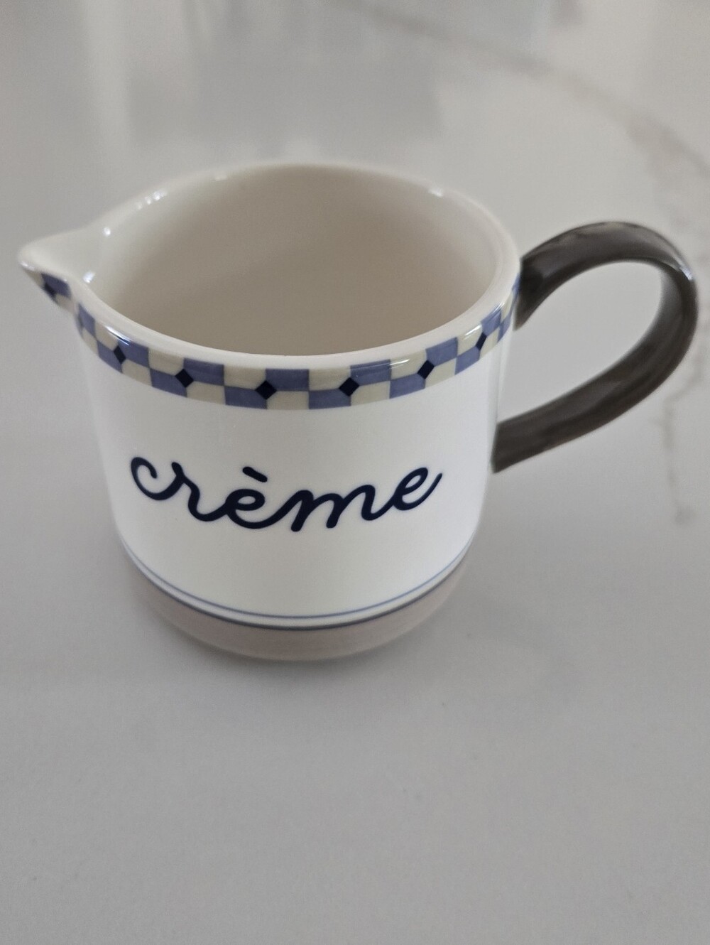 NWT Anthropologie Crème Ceramic Creamer Pitcher in Blue and Gray